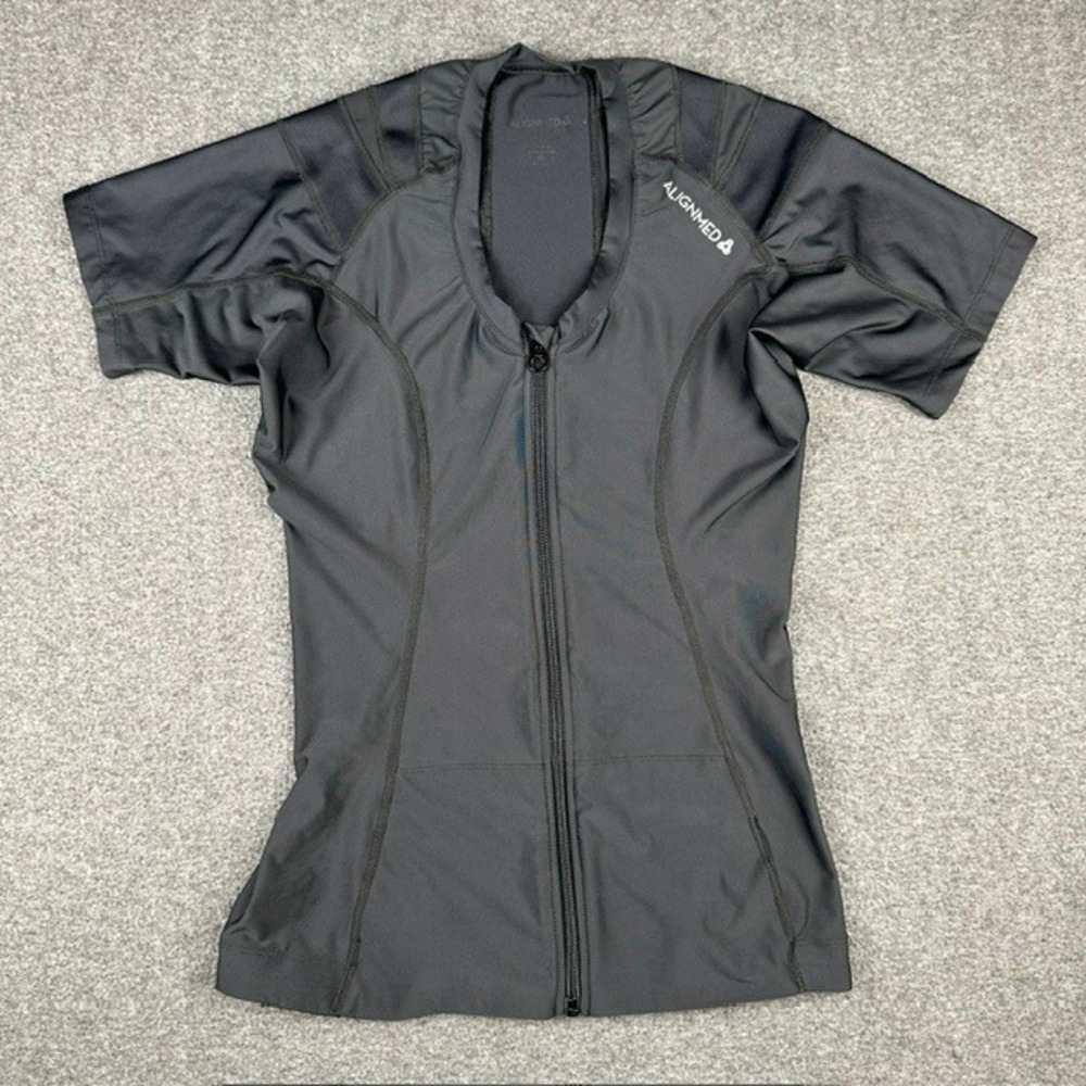 Alignmed Active Posture Shirt Black Zipper Compression Top Womens Large